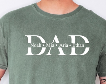 Comfort Colors® Custom Dad Hand With Kid Names Tee, Father's Day Gift, DA41
