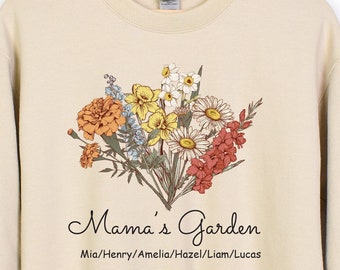 Mama's Garden Sweatshirt, Custom Birth Month Wildflowers Bouquet Sweatshirt, Personalized Mom Gift, Gift For Mom, Mother's Day Gift, MO37