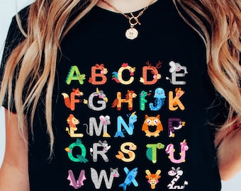 Teacher A-Z Alphabet Shirt, Animal Alphabet Tshirt, Kids Toddler Shirt, Back to School Tee, Kindergarten Teacher, Daycare Teacher, BQ98