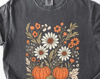 Comfort Colors Floral Pumpkin Shirt: Boho Fall Graphic Tee