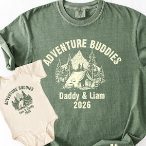 Custom Name Adventure Buddies 2026 Dad and Son Matching Shirt Dad Daughter Camping Hiking Tees, MA34