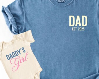 Daddy and Daughter Matching Shirts, Dad Est Year Shirt & Daddy’s Girl Bodysuit Toddler Youth, New Dad Gift, Father Daughter Kids, MA80