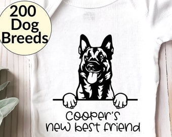 Personalized Dog Onesie®, New Best Friend Onesie®, Protected by , New Sibling,  Baby Outfit, Baby Bodysuit, Custom Baby Shower Gift, ON12