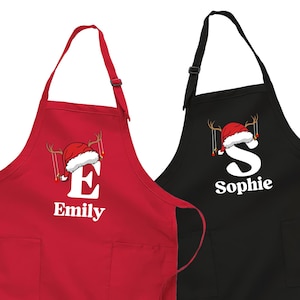 Initial Matching Family Christmas Apron, Custom Cooking Apron, CR57