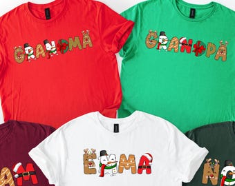 Christmas Name Shirt Monogram Matching Family Teem Holiday Custom Family Christmasm  Teem Xmas Tee With Name, QW98