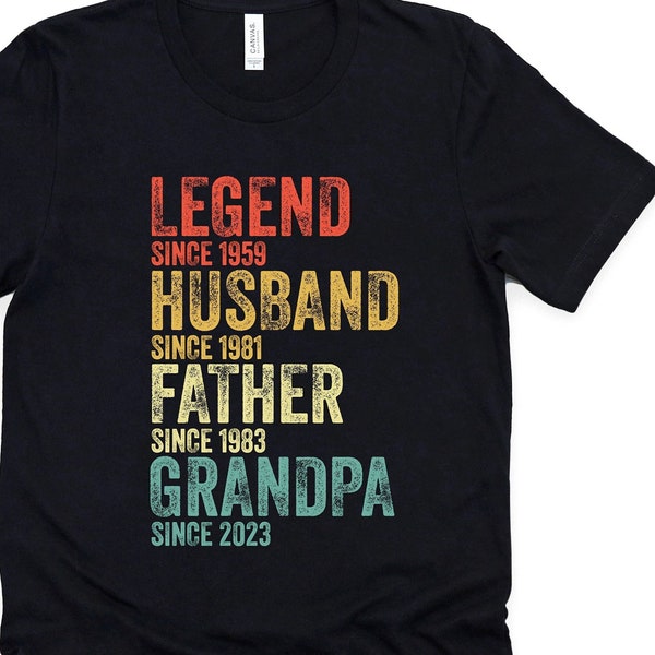 Chemise personnalisée papa grand-père, t-shirt fête des pères, légendaire mari père grand-père depuis des dates personnalisées, cadeau d'anniversaire drôle de papa pour homme, DA24