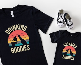 Funny Dad And Baby Matching Shirt, Drinking Buddies Tshirt, New Dad Gift, Father's Day Gift, Milk And Beer, Father Son Daughter,  FT56