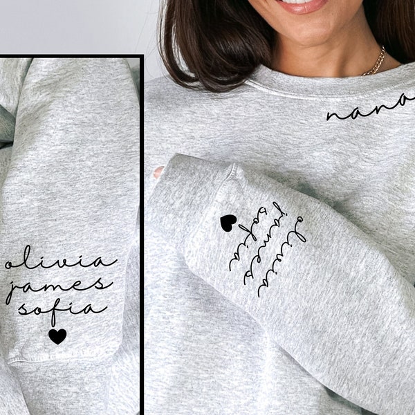 Custom Grandchildren names Sweatshirt, Nana Heart Script Collar Shirt, Minimalist Grandma Tee, Personalized Gift, Mother's Day Gift, SL76