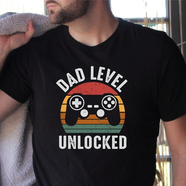 Dad Level Unlocked Shirt, Gaming Dad Shirt, Expectant Father, Pregnancy Announcement to Husband Gift, New Dad Tee,Father's Day Gift, DA47