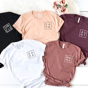 left Chest Mama Square Shirt, Mother's Day Shirt, Dada Square tshirt, Aunt Tee, Nana tshirt, Mama And Mini Matching, Family Matching Shirt