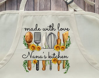 Custom Grandma Apron, Mother's Day Gift, Gift For Nana, Personalized Apron With Pocket, Grandma Custom Apron, Grandam Birthday Gift, AP35