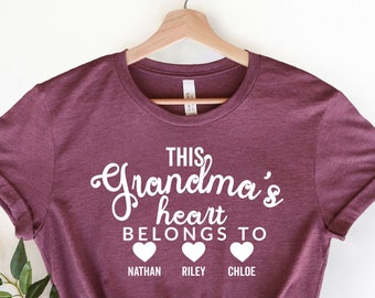 Custom Grandma Shirt, This Grandma's Heart Belongs to, Mothers Day Gift for Grandma, Christmas Gift, Personalized Grandma Gift,Grandchildren