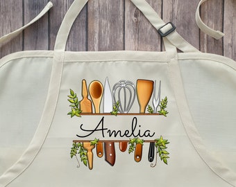 Custom Name Apron, Mother's Day Gift, Gift For Aunt Grandma, Personalized Apron, Grandma Custom Apron, Gift For Mom, Birthday Gift, AP34