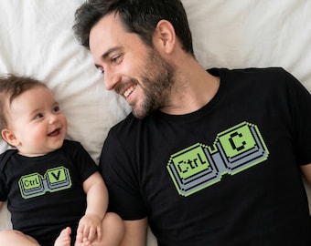 Retro Copy Paste Funny Dad And Baby Matching Shirts, Ctrl C V Shirt, MA20