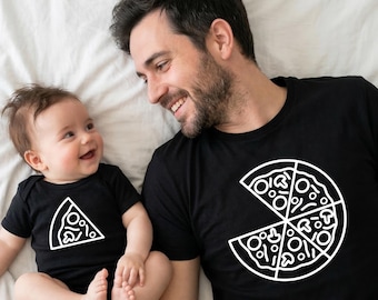 Dad Baby Matching Shirts, Daddy and Me Funny Shirts, Pizza and Pizza Slice T-shirt, Father's Day Dada Mini Outfit, Dad Son Shirt