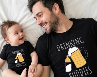 Drinking Buddies Shirt, Father and Baby Drinking Buddies Matching Shirts, Dad and Son Matching Father's Day Shirts, New Dad Gift, MA97