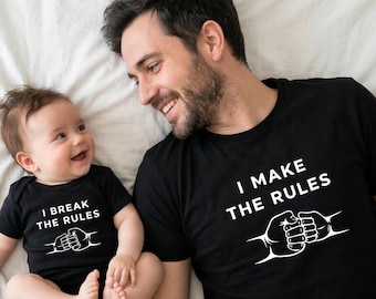 Funny Dad And Baby Matching Shirts, Father's Day Shirt, Dad Son Daughter, I Make The Rules, MA50