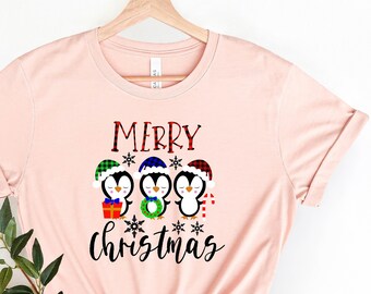 Cute Christmas Shirt, Cute Penguins Christmas T-Shirt, Funny Christmas Shirt, Christmas Gifts, Cute Woman Christmas T shirt