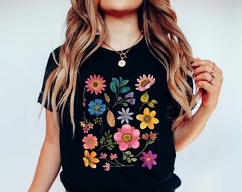 Watercolor Wildflower Shirt, Floral Tshirt, Best Friend Gift, Flower Shirt, Summer Tees, Graphic Tee, Birthday Gift, Christmas gift, NP23