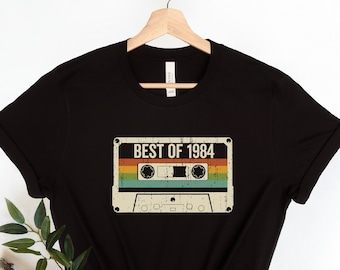 Chemise cadeau 40e anniversaire, T-shirt avec ruban cassette 1984, t-shirt vintage 40e anniversaire, cadeau d'anniversaire 1984 pour elle lui, chemise Best of 1984, 40 ans