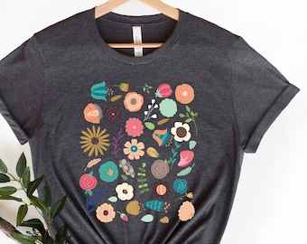 Boho Wildflower Shirt, Floral Tshirt, Best Friend Gift, Flower Shirt, Summer Tees, Graphic Tee, Birthday Gift, Christmas gift, HG32