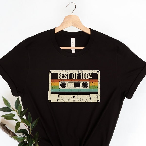 Chemise cadeau 40e anniversaire, T-shirt avec ruban cassette 1984, t-shirt vintage 40e anniversaire, cadeau d'anniversaire 1984 pour elle lui, chemise Best of 1984, 40 ans