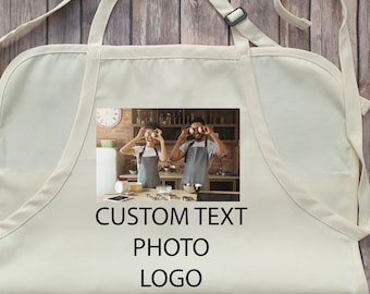 Custom Photo Text Logo Apron, Personalized Apron, Customized Apron, Father's Day Gift, Personalized Gift Idea, Christmas Gift, Grilling Apro