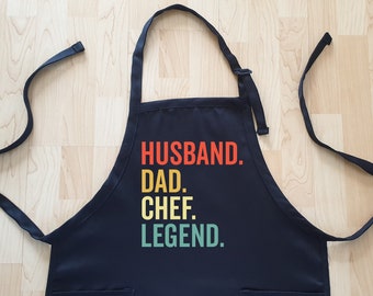 Funny Apron for Men, Husband Dad Chef Legend, Grill Daddy Apron, Gift For Grillers, Father's Day Apron, Husband  Grill Gift, BBQ Apron, AP97
