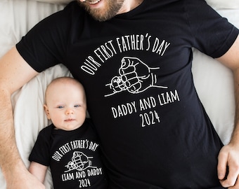 Our First Father's Day 2026, Father and Baby Fist Bump Matching Shirt, Matching Dad and Son, Matching Father's Day, New Dad Gift, MA84