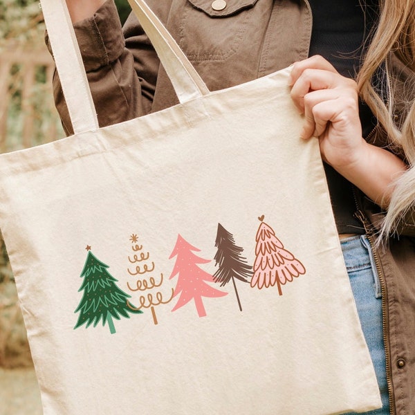 Sac fourre-tout pour arbre de Noël, Sac amical, Cadeau de Noël, Sac à provisions, Sac fourre-tout en coton, Joyeux Noël, Cadeau pour elle, Sac de vacances, HQ31