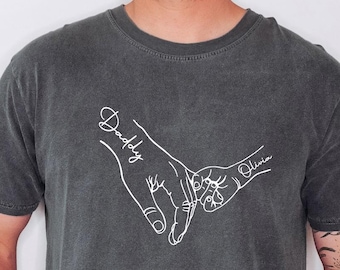 Comfort Colors® Custom Dad Hand With Kid Names Tee, Father's Day Gift,  Holding Dad's Fingers Tee