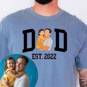 Comfort Colors® Custom Dad Photo Cartoon illustration shirt ,Father’s Day Tee, Dad Birthday Gift, New Dad Gift, Dad Crew neck, DA20