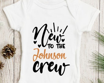 Personalized New To The Crew Onesie®, Custom Bodysuit For Baby, New to the Crew,Baby Shower Gift, Pregnancy Announcement, New Parent, OM97