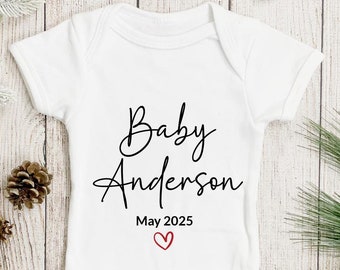 Personalized Baby Announcement BodySuit, Personalized Infant Bodysuit, Family name Coming Soon One-piece, Custom Baby bodysuit, ON21