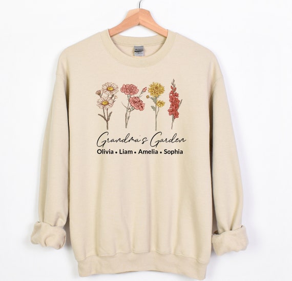 Personalized Birth Month Sweatshirt, Grandma's Garden Tee, Custom Birth Flower With Names, Custom Gift For Mom, Mother's Day Gift, BR54