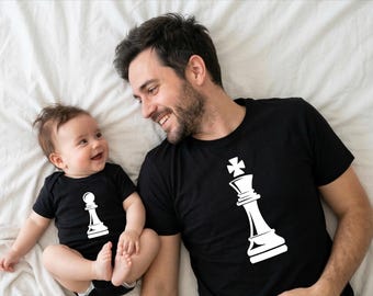 Chess King And Pawn Matching Dad And Baby, Toddler And Father Matching, Gift For Chess Loving Dad, MA50