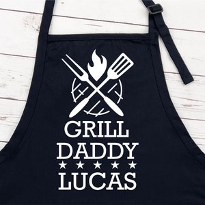 Custom Name Apron For Men, Grill Daddy Apron, Gift For Grillers, Dad Birthday Gift, Husband  Grill Gift, Custom Name Apron with Pockets,
