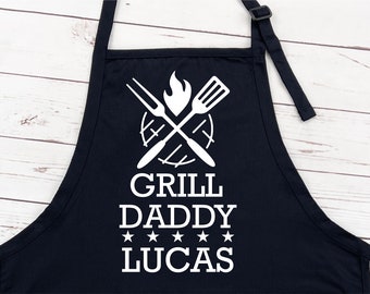 Custom Name Apron For Men, Grill Daddy Apron, Gift For Grillers, Dad Birthday Gift, Husband  Grill Gift, Custom Name Apron with Pockets,