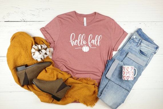 Hello Fall Shirt, Fall Shirt, Cute Fall Shirt, Women Fall Shirt, Happy Fall Shirts, Fall Tee, Pumpkin Shirt, Thanksgiving shirt, Fall Shirts