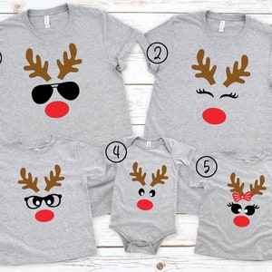 Reindeer Faces Family Christmas Shirt, Merry Christmas ,Matching Family Tshirt , Family Matching Tees, Family New Year vacation shirts, PA77