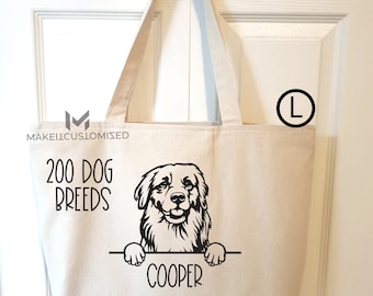 Dog Face Tote Bag, Personalized Name And Dog Bread, Dog Owner Gift, Dog Mom Gift, Mother's Day Gift, Dog Memorial Gifts, Dog Sympathy Gift