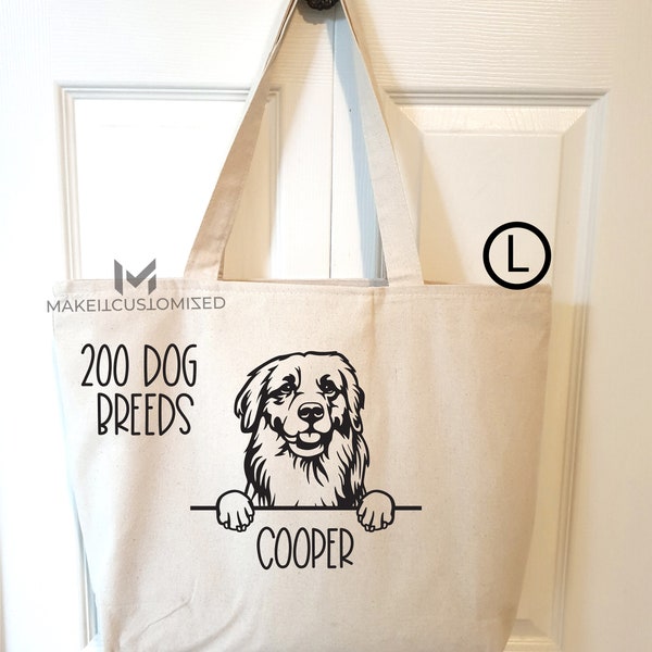 Dog Face Tote Bag, Personalized Name And Dog Bread, Dog Owner Gift, Dog Mom Gift, Mother's Day Gift, Dog Memorial Gifts, Dog Sympathy Gift