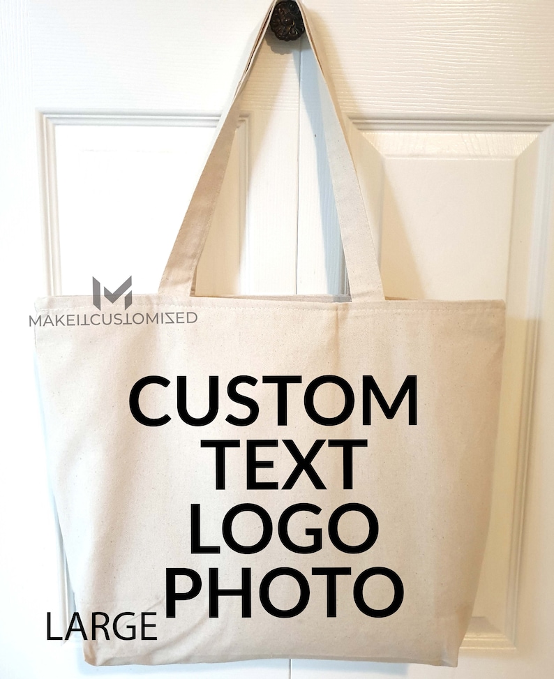 Personalized Printed Tote Bag, Custom Text Tote Bag, Photo on Tote Bag ...