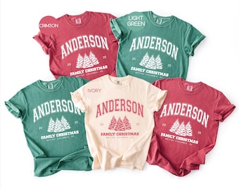 Custom Family Name Christmas Shirt: Comfort Colors® Personalized Matching Tee, FC94
