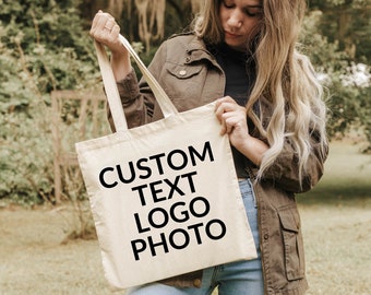 Personalized Printed Tote Bag, Custom Text Tote Bag, Photo On Tote Bag, Reusable Bag, Canvas Tote Bag, Business Events, Bulk Order, Canvas