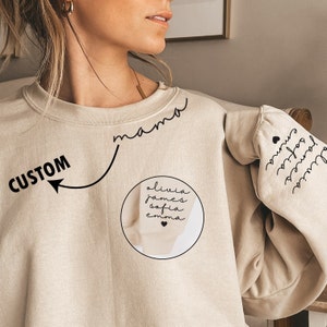 Personalized Mama Sweatshirt, Mama Sweatshirt With Kids Names, Mama Collar Shirt, Minimalist Mom Tee, Mother's Day Gift, Gift Mom Wife, SL76