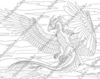 Download Dragon Coloring Page Etsy