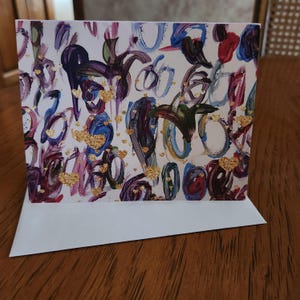 Carte faite main, lumineuse, colorée, gaie, amour