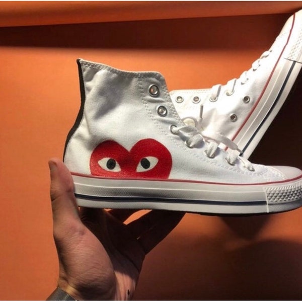 Play Heart Red Converse. All Star High Top Trainers / Sneakers