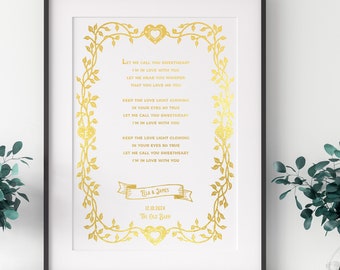 Favourite Song Print, Wedding Song Print, Anniversary Print, First Dance Song, Song Lyric Print, Wedding Print, Gift For Wife, Husband Gift